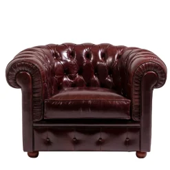 Poltrona Chesterfield pelle rosso rubino*Mantellassi 1926 Discount