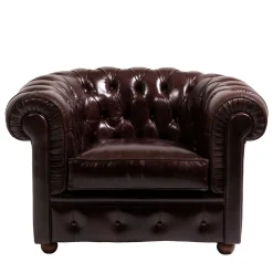 Poltrona Chesterfield pelle marrone mogano*Mantellassi 1926