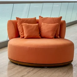Poltrona da esterno Ilario rotonda in tessuto arancione*Visionnaire Discount