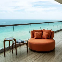 Poltrona da esterno Ilario rotonda in tessuto arancione*Visionnaire Discount