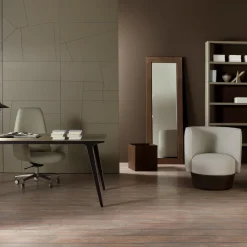 Poltrona da ufficio girevole beige e taupe Sanremo su rotelle*Casa Covre Clearance