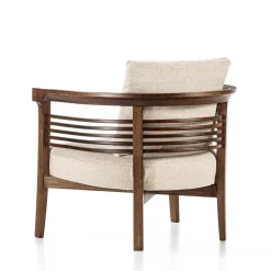 Poltrona Dolfin in tessuto beige e frassino*Carpanelli