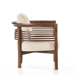 Poltrona Dolfin in tessuto beige e frassino*Carpanelli