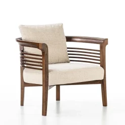 Poltrona Dolfin in tessuto beige e frassino*Carpanelli