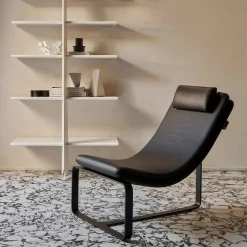 Poltrona e chaise-longue trasformabili in pelle nera Flipt*Baleri Italia Discount