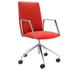 Poltrona girevole in pelle rossa Vela # 2 di Lievore Altherr Molina*Tecno Spa Clearance