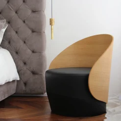 Poltrona girevole Ohr Oak Black*Real Piel New