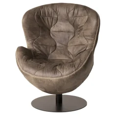Poltrona girevole Pelè in pelle marrone chiaro*Mantellassi 1926 Outlet