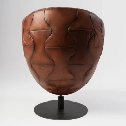Poltrona girevole Pelè in pelle Crust marrone patinata a mano*Mantellassi 1926 Hot