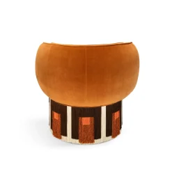 Poltrona girevole Pirouette Cleo in velluto cognac Art Déco*Lorenza Bozzoli Couture New