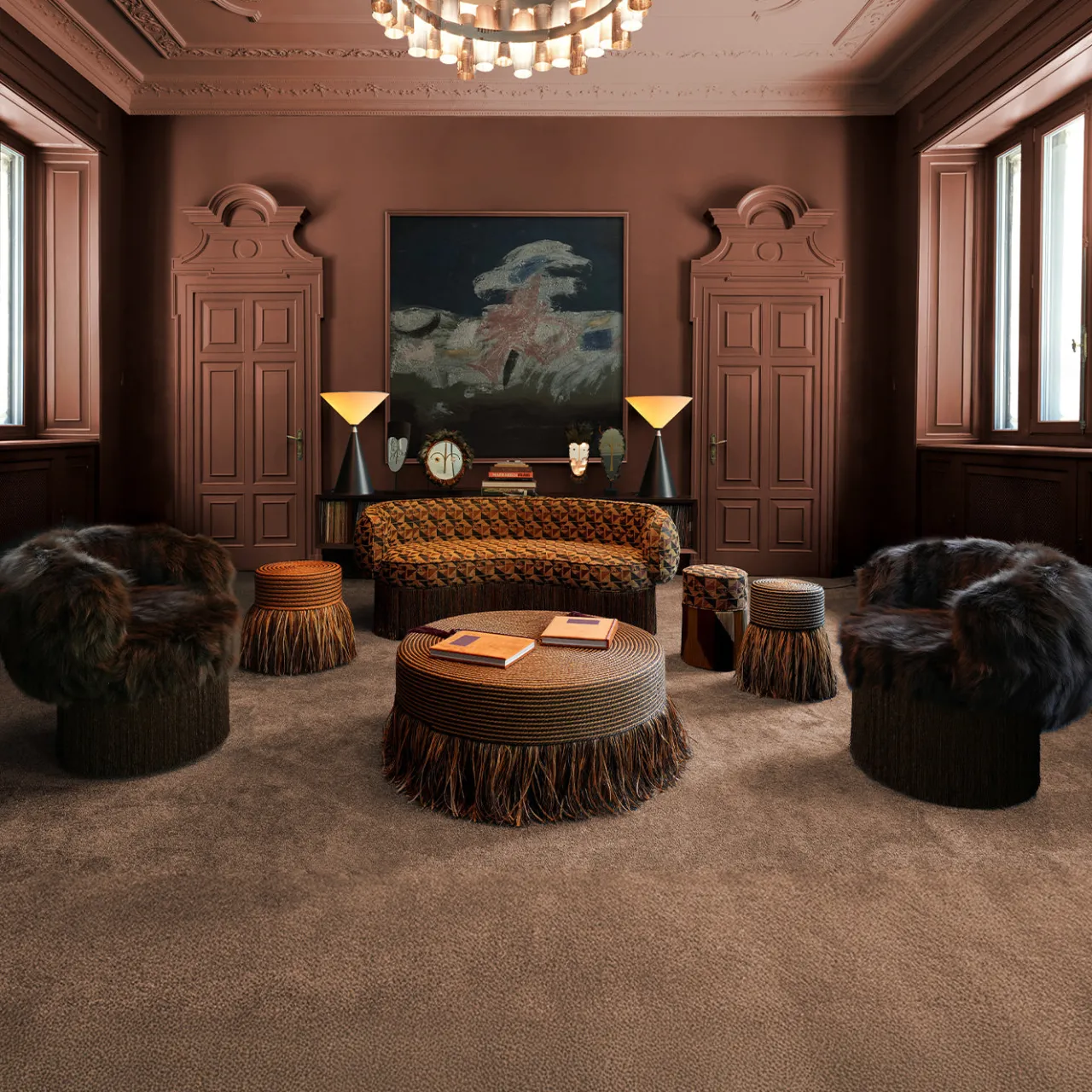 Poltrona girevole Pirouette marrone cioccolato*Lorenza Bozzoli Couture