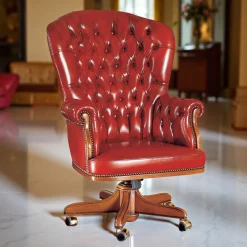 Poltrona in pelle rossa con bottoni*Marzorati Best