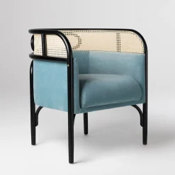 Poltrona in velluto azzurro Targa Petit*Gebrüder Thonet Vienna GmbH (GTV) – Wiener GTV Design New