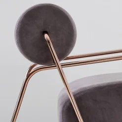 Poltrona Lounge Kate Comfort in Pelle Nabuk Grigia con Poggiapiedi*Real Piel Online