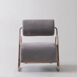 Poltrona Lounge Kate Comfort in Pelle Nabuk Grigia con Poggiapiedi*Real Piel Online