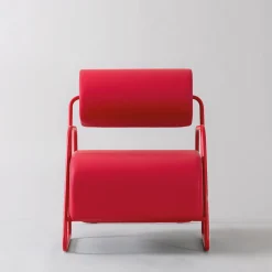 Poltrona Lounge Kate Energy in Pelle Rossa con Poggiapiedi*Real Piel Hot