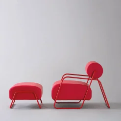 Poltrona Lounge Kate Energy in Pelle Rossa con Poggiapiedi*Real Piel Hot