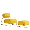 Poltrona lounge Kate Spark in tessuto tweed giallo con poggiapiedi*Real Piel Outlet