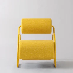 Poltrona lounge Kate Spark in tessuto tweed giallo con poggiapiedi*Real Piel Outlet