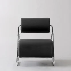 Poltrona Lounge Kate Style in Pelle Nera con Poggiapiedi*Real Piel Best