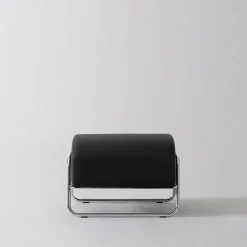 Poltrona Lounge Kate Style in Pelle Nera con Poggiapiedi*Real Piel Best