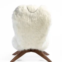 Poltrona Lounge Nuvola in Pelliccia Sintetica Bianca con Gambe Vintage*Puravisione Outlet