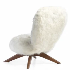 Poltrona Lounge Nuvola in Pelliccia Sintetica Bianca con Gambe Vintage*Puravisione Outlet