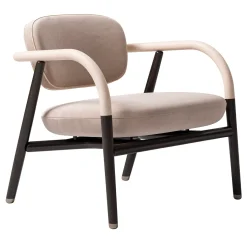 Poltrona occasionale in pelle e tessuto color crema*CPRN Homood Online