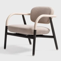 Poltrona occasionale in pelle e tessuto color crema*CPRN Homood Online