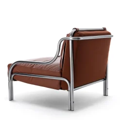 Poltrona Stringa 1963 in pelle marrone e acciaio di Gae Aulenti*Exteta Discount