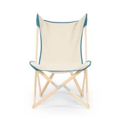 Poltrona Tripolina in crema e blu teal*Telami Outlet