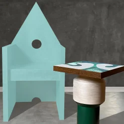 Poltrona Vescovina verde chiaro di Lanfranco Benvenuti*Meccani Design New