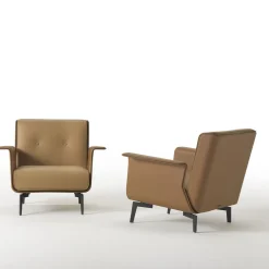 Poltrona Vinci in pelle marrone morbido*Casa Covre New