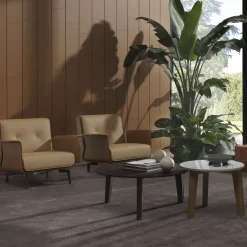 Poltrona Vinci in pelle marrone morbido*Casa Covre New