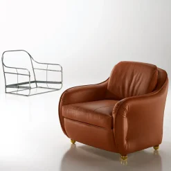 Poltrona Zana in pelle marrone*Bedding Atelier Discount