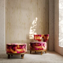 Poltroncina Lounge Rotonda Charles K in tessuto Rosso Reimei*K-3 by Kenzo Takada Outlet