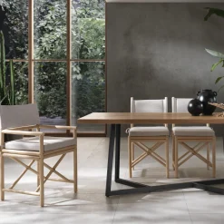 Poltroncina Pranzo in Rattan Lia con Cuscino di Seduta e Schienale in Tessuto di Cotone*Mila Maurizi Best