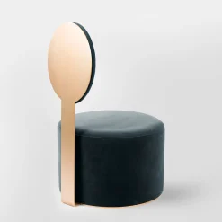 pop gray velvet and satin brass metal chair*Secolo Sale