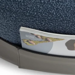 Pouf Bouclé Blu SUMO con Tasca in Cuoio*Morica Design Online