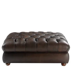Pouf capitonnè Chesterfield pelle marrone*Mantellassi 1926 Clearance