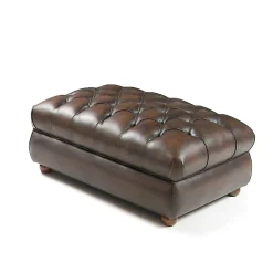 Pouf capitonnè Chesterfield pelle marrone*Mantellassi 1926 Clearance