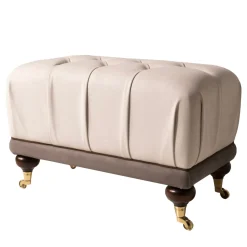 Pouf capitonnè Ottoman marrone chiaro e bianco panna*Mantellassi 1926 New