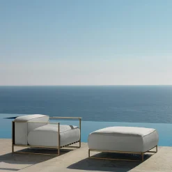 Pouf Casilda bianco con cornice dorata*Talenti Hot