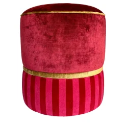 Pouf Circus ricamato in rosa fragola e bronzo*Carlotta Oddone Clearance