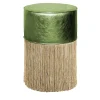Pouf con frange dorate in pelle verde brillante di Lorenza Bozzoli*Lorenza Bozzoli Couture