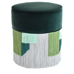 Pouf Couture verde scuro con frangia geometrica*Lorenza Bozzoli Couture Hot