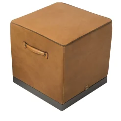 Pouf cubico Zazà in pelle marrone camel*Mantellassi 1926 New