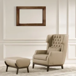 Pouf Dandy in pelle beige*Bedding Atelier Discount