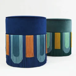 Pouf geometrico Couture Decò verde*Lorenza Bozzoli Couture Best