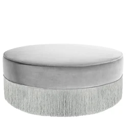Pouf grigio scintillante con frangia argentata*Lorenza Bozzoli Couture